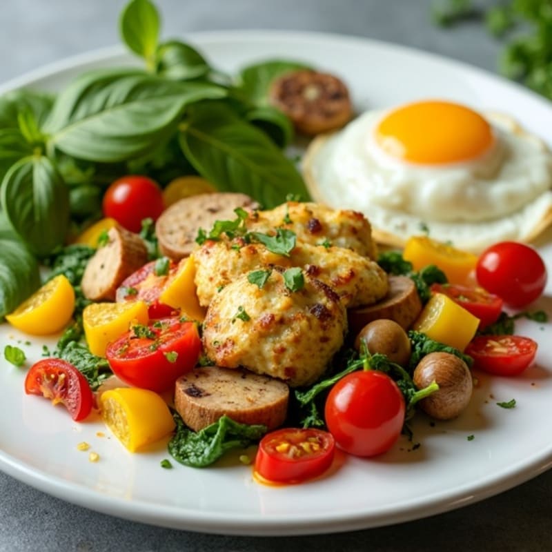 Chicken Sausage and Spinach Egg Scramble