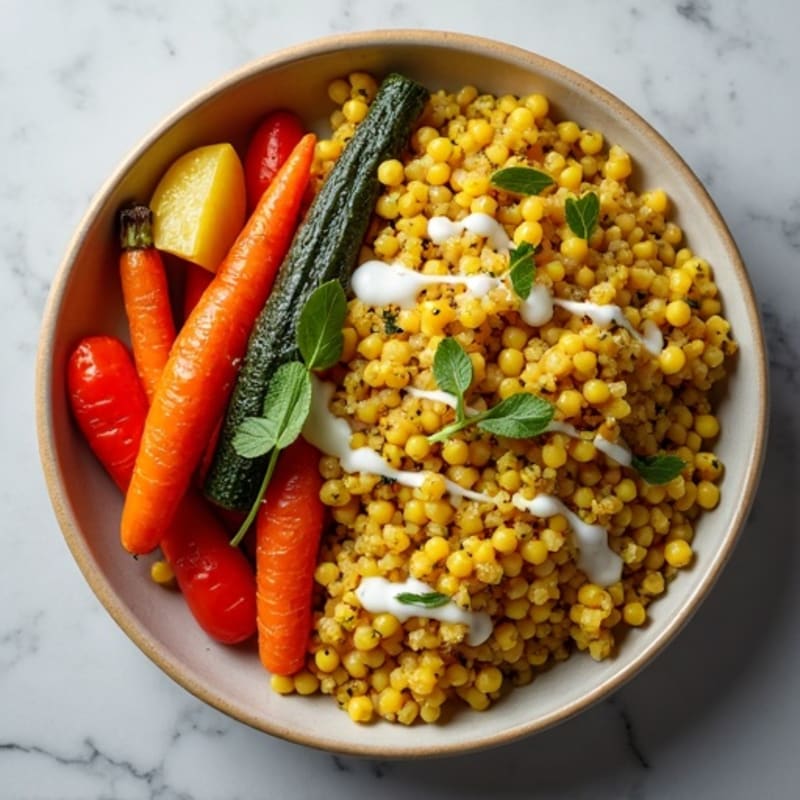 Creamy Turmeric Lentil and Roasted Vegetable Bowl