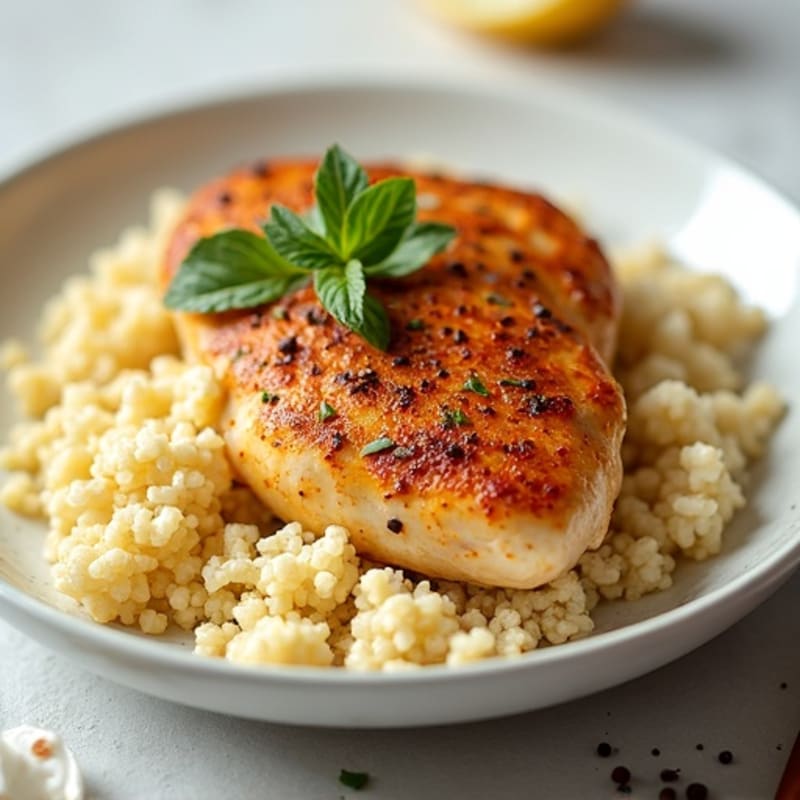 Creamy Yogurt-Spiced Chicken with Cauliflower Rice