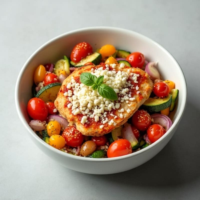 Healthy Chicken Pizza Bowl with Roasted Vegetables