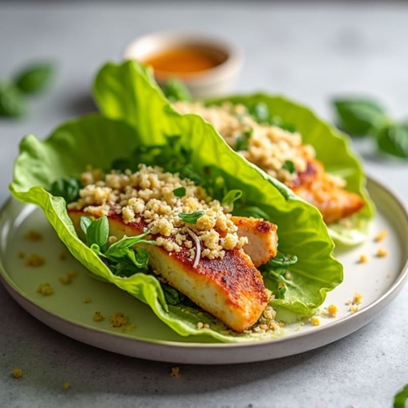 Crispy Chicken Caesar Lettuce Wraps