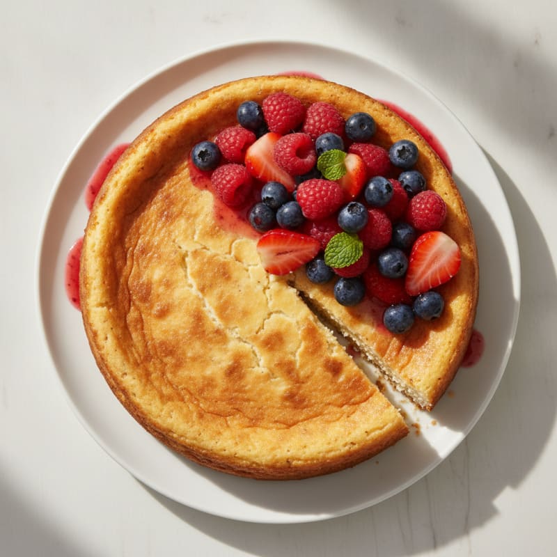 Creamy Ricotta Protein Cheesecake with Fresh Berries