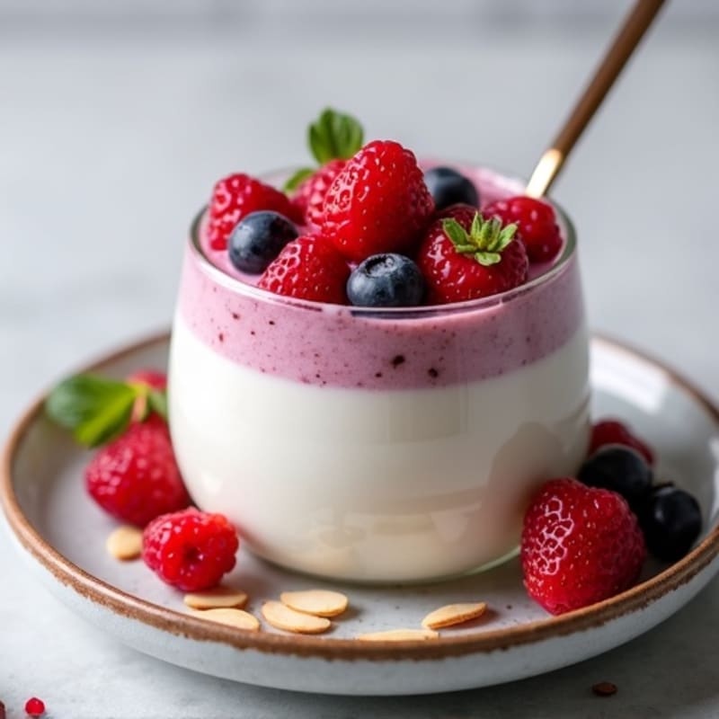 Silky Greek Yogurt Protein Pudding with Mixed Berries