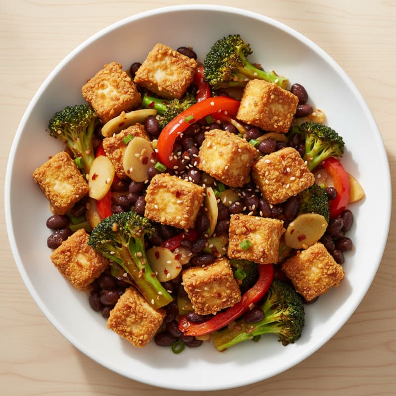 Crispy Chili-Lime Tofu and Black Bean Stir-Fry