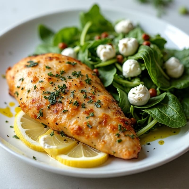 Lemon-Herb Roasted Chicken and Fresh Greens Salad with Creamy Feta Dressing