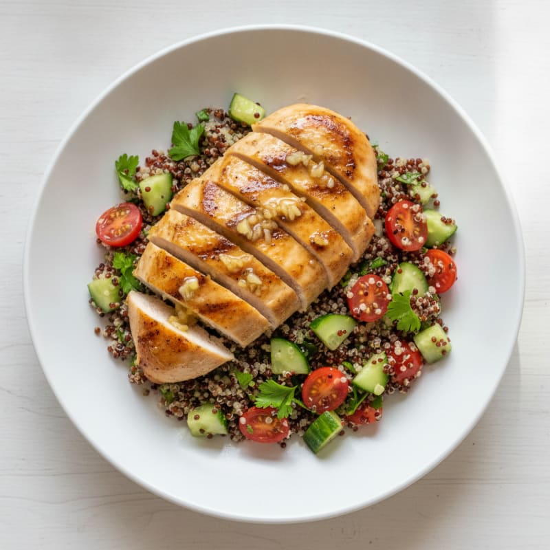 Grilled Lemon Garlic Chicken Breast with Quinoa Salad