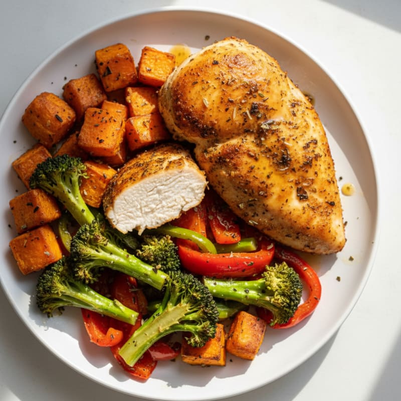 Air-Fried Chicken with Roasted Vegetables