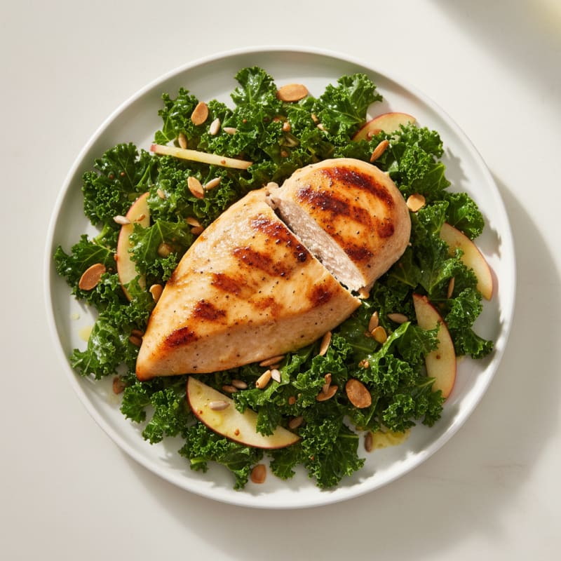 Grilled Chicken Breast with Crunchy Kale Salad