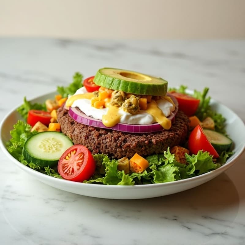 Lean Ground Beef Chopped Salad with Creamy Big Mac Dressing
