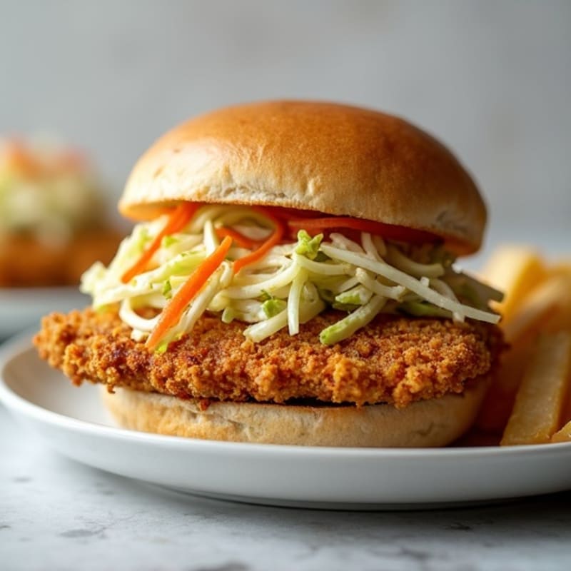 Crispy Baked Chicken Sandwich with Fresh Slaw