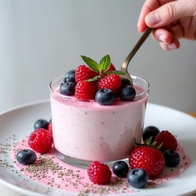 Greek Yogurt Protein Mousse with Mixed Berries