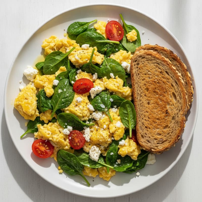Spinach and Feta Egg Scramble