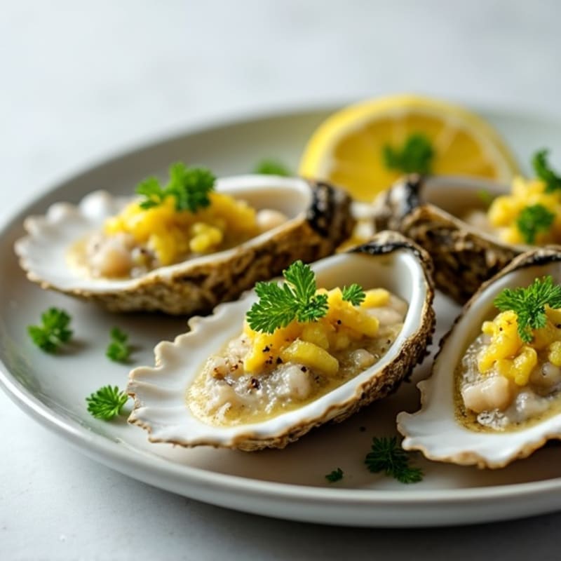 Fresh Oysters with Zesty Lemon Herb Mignonette