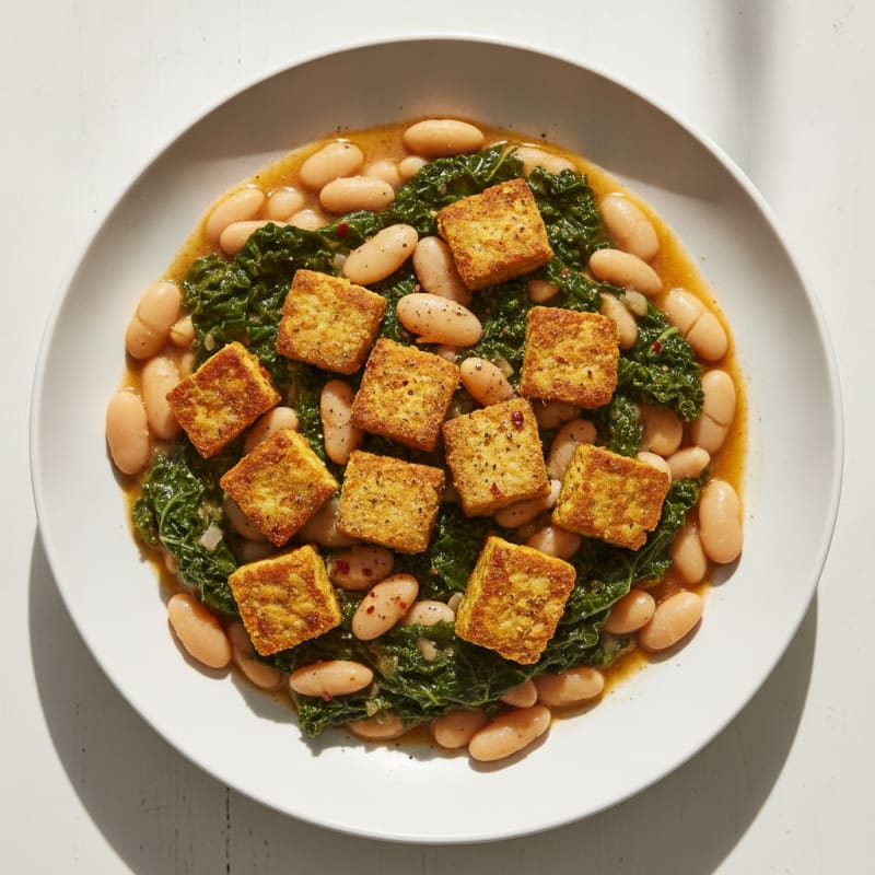 Braised Kale and Coconut White Beans