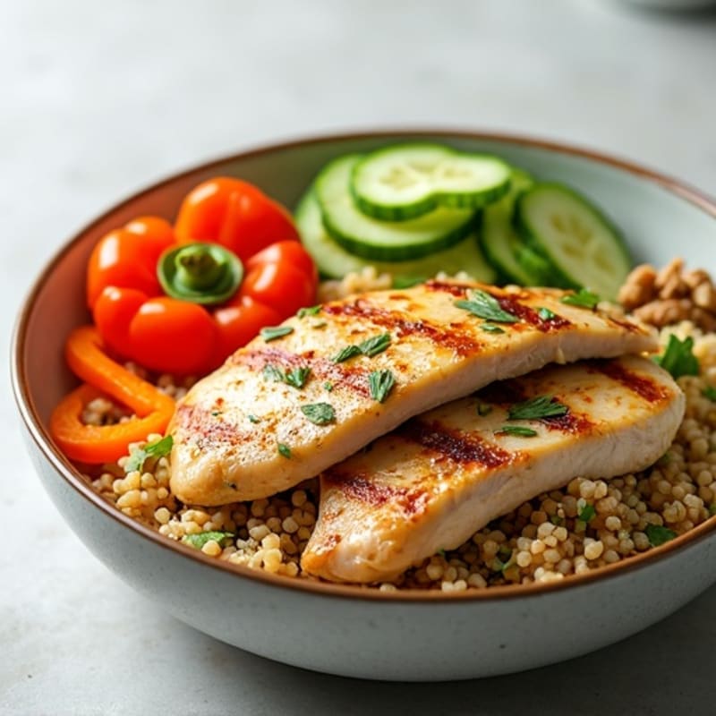 Grilled Chicken and Quinoa Salad with Crunchy Vegetables