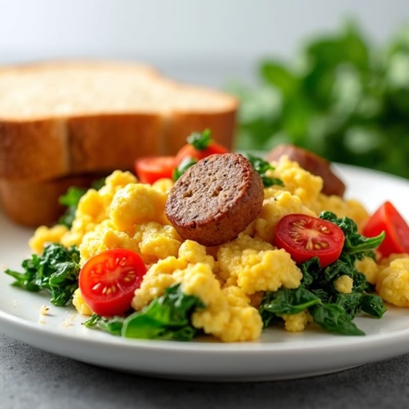 Egg White and Turkey Sausage Scramble with Spinach
