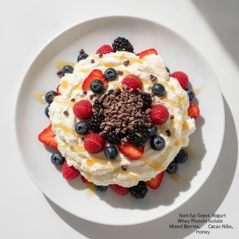 Greek Yogurt Protein Mousse with Mixed Berries