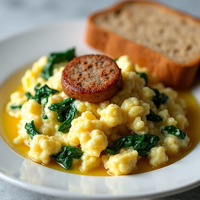 Egg White Scramble with Spinach and Turkey Sausage