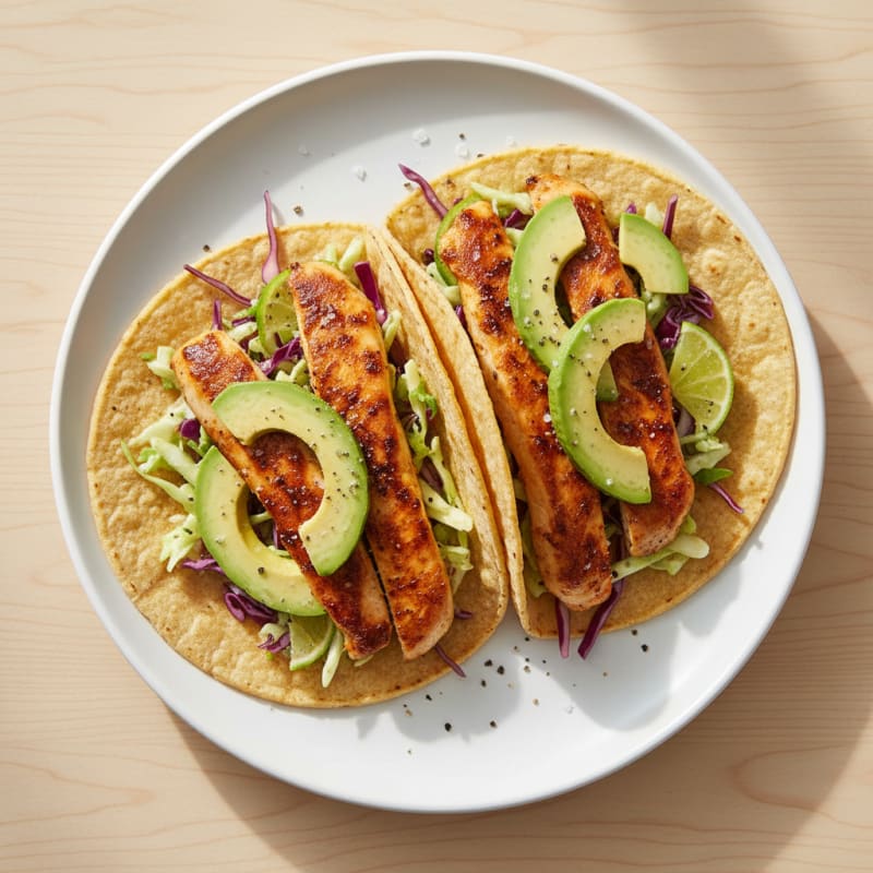 Pan-Seared Chicken Tacos with Avocado