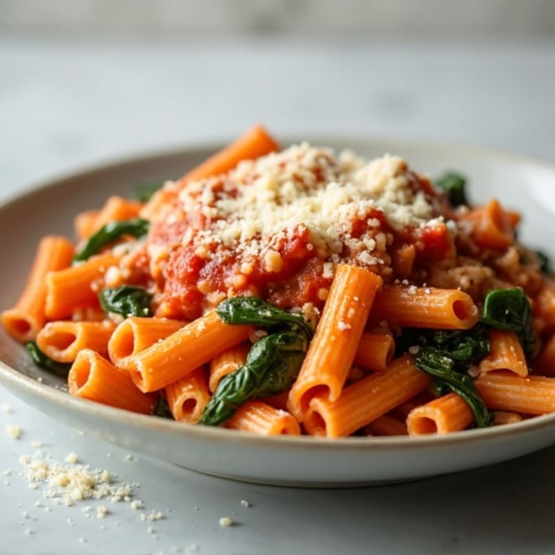Lean Turkey and Spinach Creamy Baked Ziti