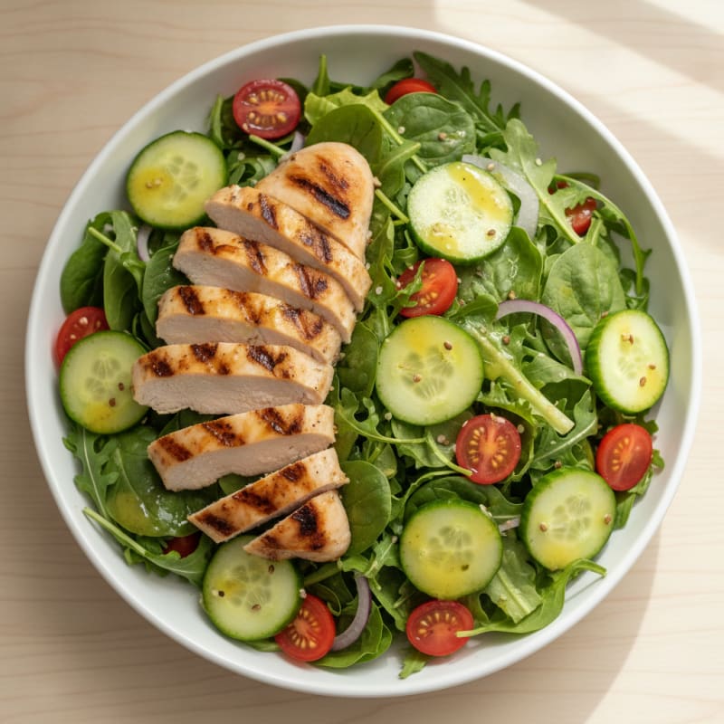 Grilled Chicken and Crisp Cucumber Salad with Lemon Vinaigrette