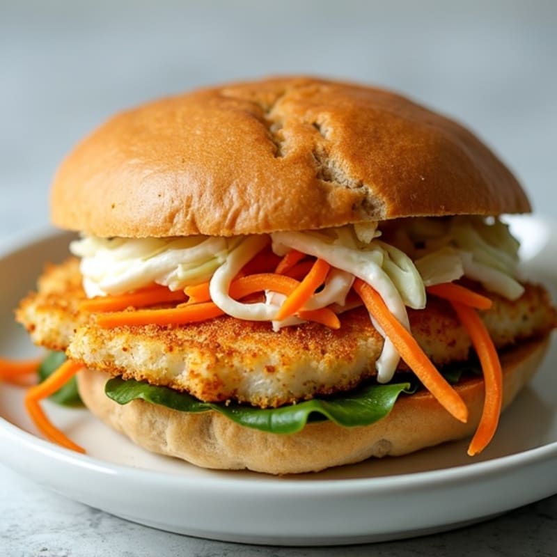 Crispy Pan-Seared Fish Sandwich with Fresh Slaw