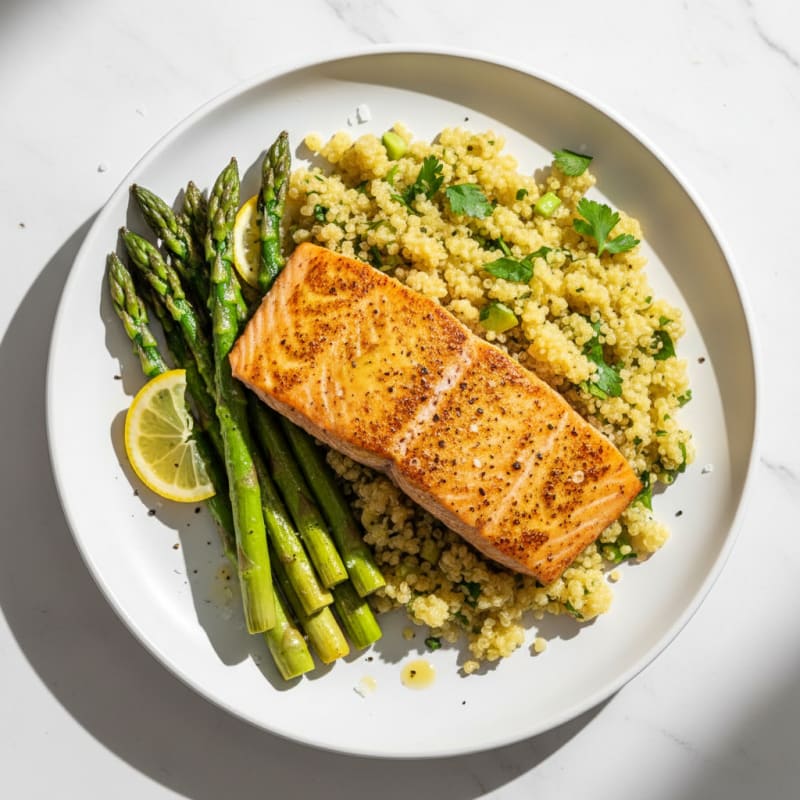 Golden Pan-Seared Salmon with Zesty Quinoa