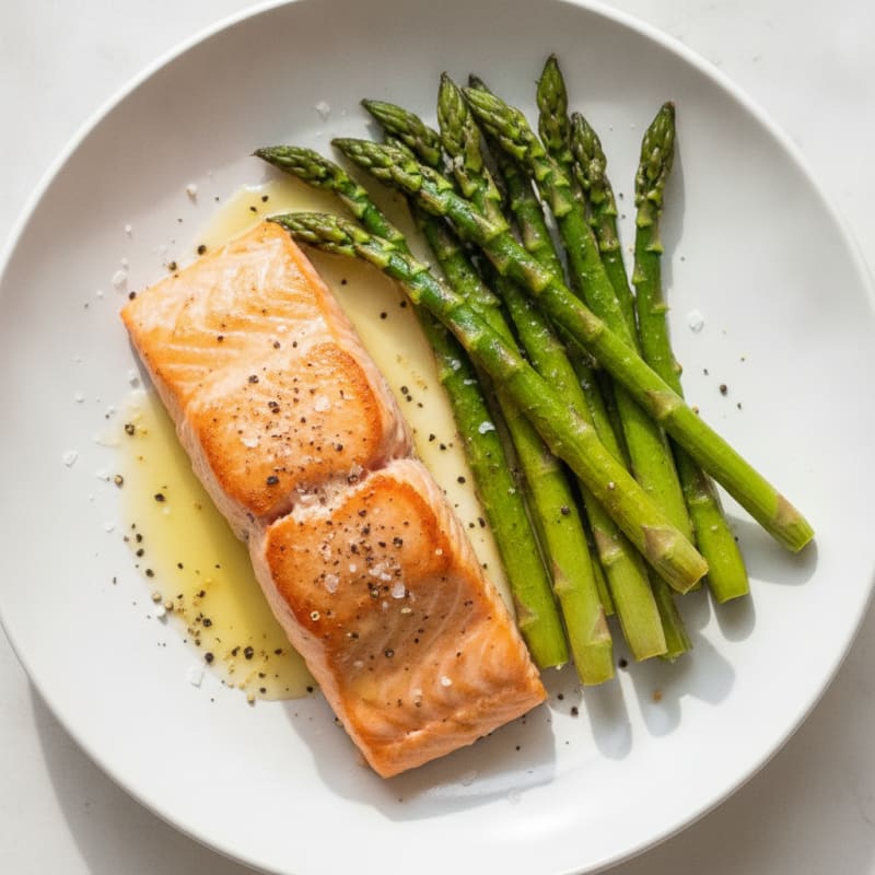 Quick Pan-Seared Salmon with Roasted Asparagus