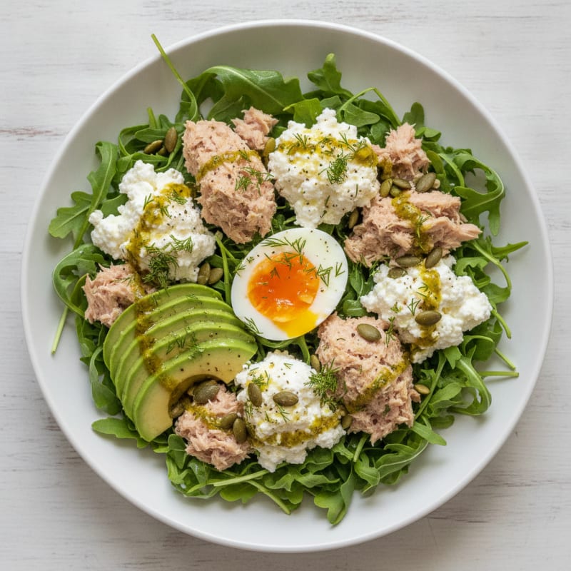 Tuna Arugula Cottage Cheese Power Bowl