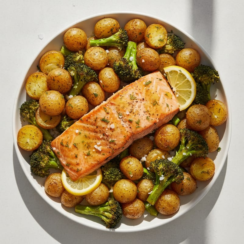 Sheet Pan Lemon Herb Salmon and Broccoli