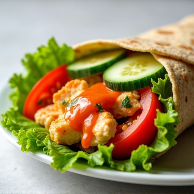 Healthy Buffalo Chicken Wrap with Fresh Veggies