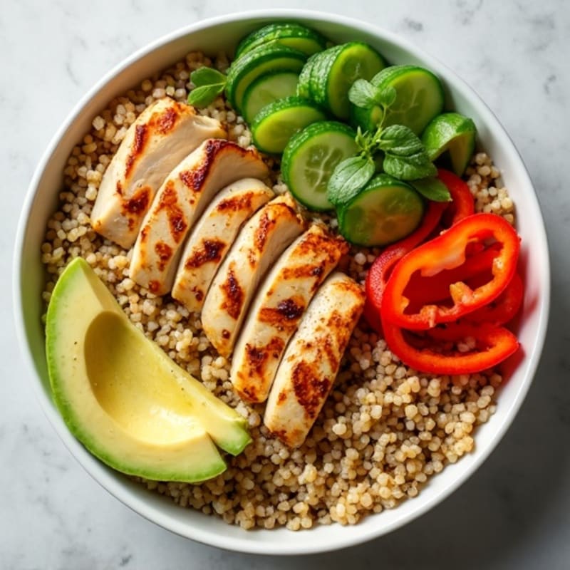 Grilled Chicken and Quinoa Bowl with Crunchy Veggies