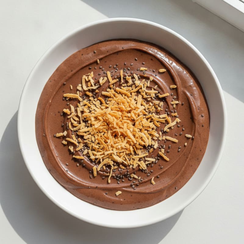 Silky Chocolate Protein Pudding with Toasted Coconut