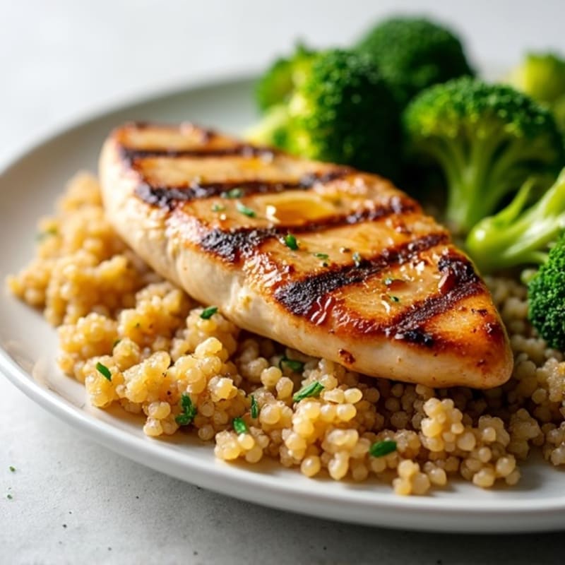 Grilled Chicken Breast with Quinoa and Steamed Broccoli