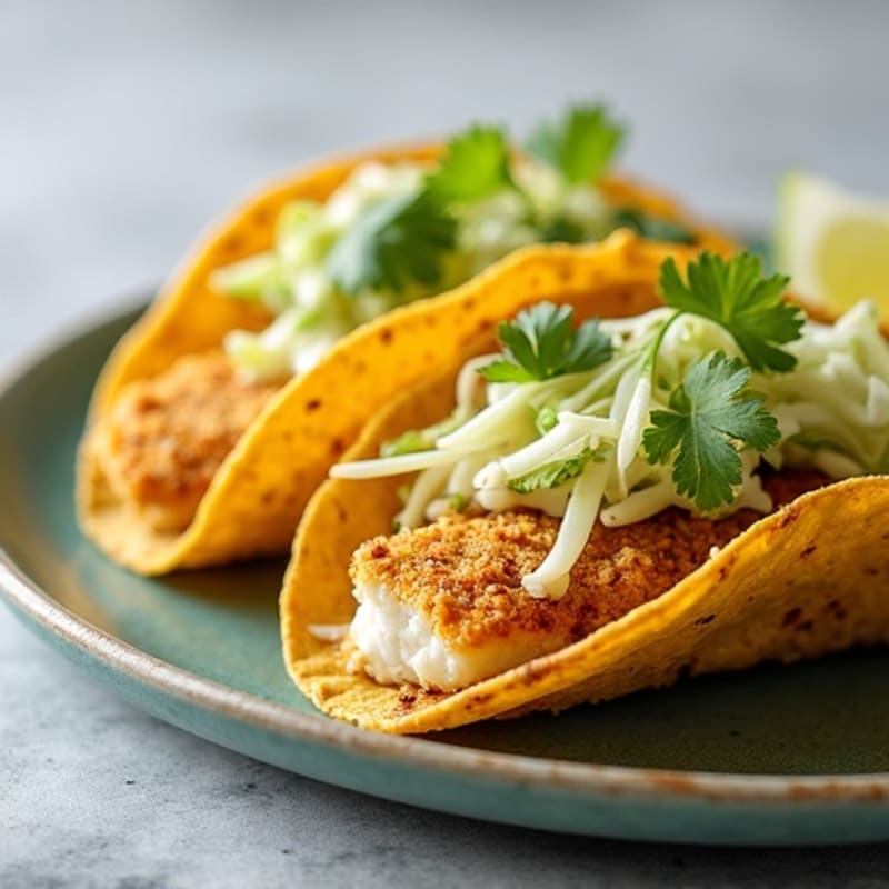 Crispy Baked Fish Tacos with Fresh Cabbage Slaw