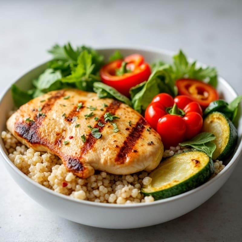 Grilled Chicken and Quinoa Power Bowl with Roasted Vegetables