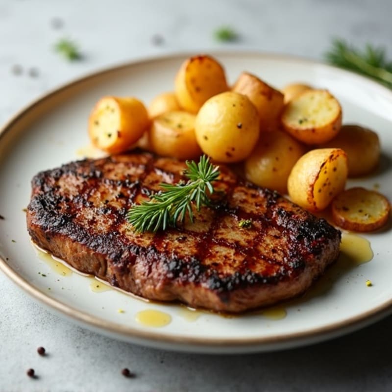 Seared Steak with Crispy Roasted Potatoes