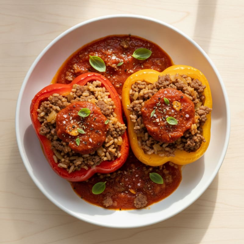 Beef and Rice Stuffed Bell Peppers