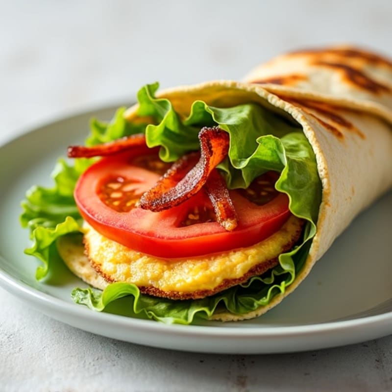 Crispy Turkey Bacon, Fresh Tomato, and Crisp Romaine Lettuce Wrap
