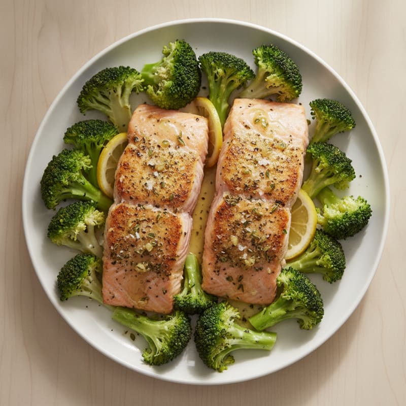 Garlic-Herb Roasted Salmon with Broccoli