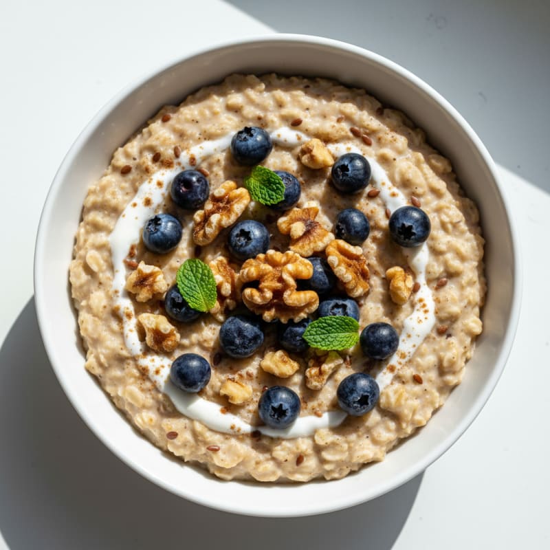 Creamy Berry Oatmeal with Toasted Nuts