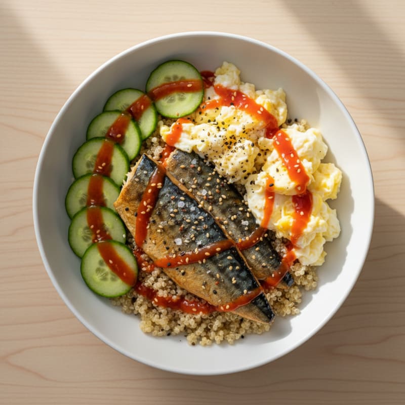 Mackerel and Eggs Sweet Chili Bowl
