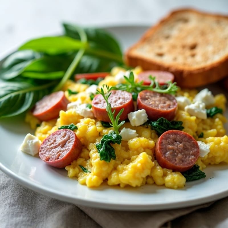 Egg White and Turkey Sausage Scramble with Spinach