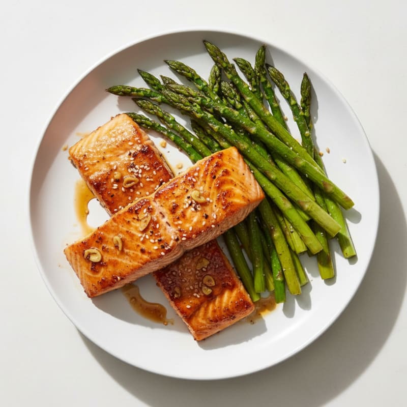Golden Teriyaki-Glazed Salmon with Roasted Asparagus
