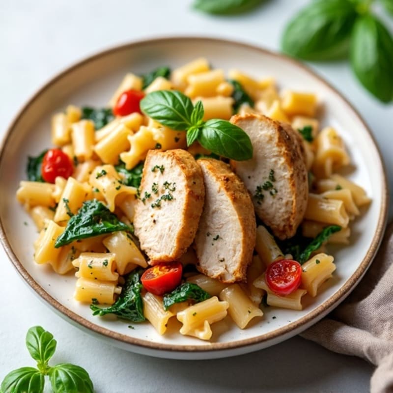 Creamy Sun-Dried Tomato Chicken Pasta with Fresh Spinach