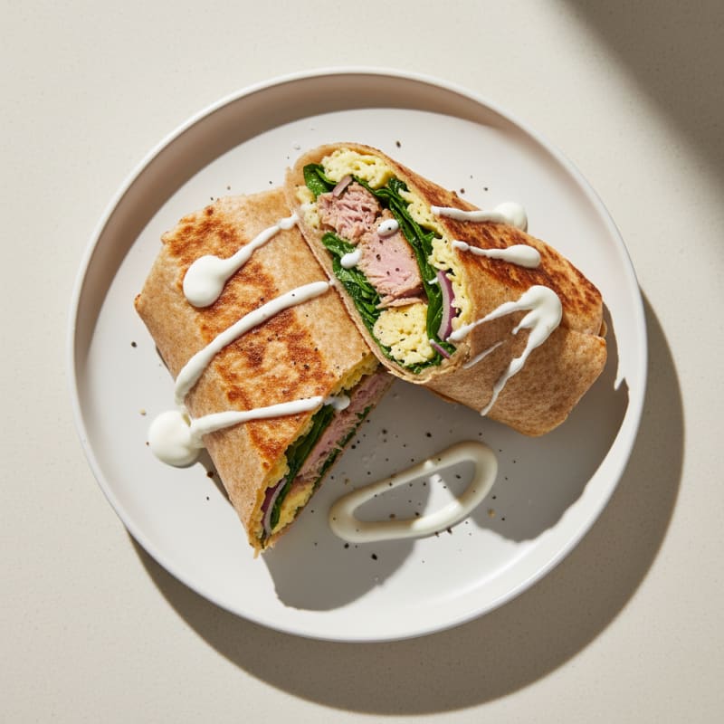 Crispy Tuna and Egg Breakfast Burrito
