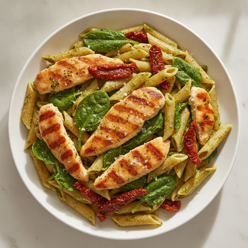 Pesto Chicken Pasta with Sun-Dried Tomatoes
