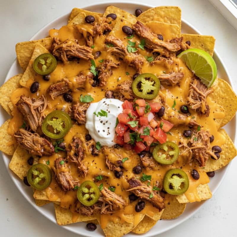 Pulled Pork Nachos with Pickled Jalapeños