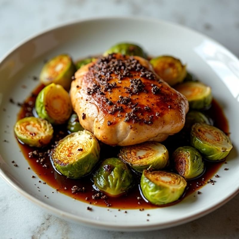 Balsamic Chicken and Crispy Roasted Brussels Sprouts