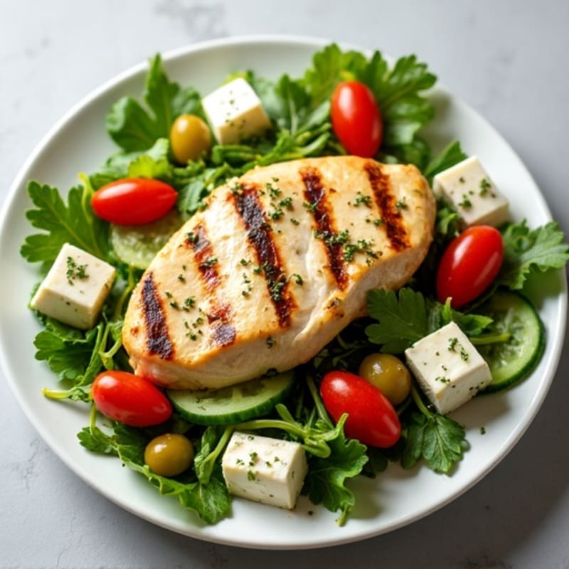 Lemon-Herb Grilled Chicken Salad with Feta and Olives